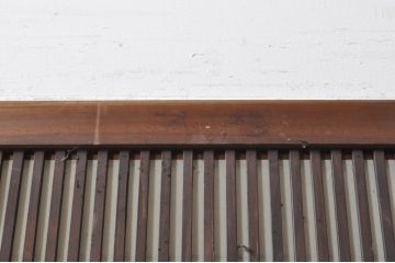 アンティーク建具　どこか懐かしい雰囲気の裏障子付き幅狭格子戸1枚(引き戸、障子戸、ガラス帯戸)(R-068283)