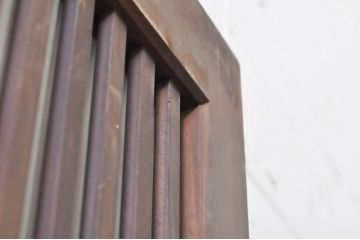 アンティーク建具　どこか懐かしい雰囲気の裏障子付き幅狭格子戸1枚(引き戸、障子戸、ガラス帯戸)(R-068283)