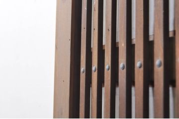 アンティーク建具　どこか懐かしい雰囲気の裏障子付き幅狭格子戸1枚(引き戸、障子戸、ガラス帯戸)(R-068283)