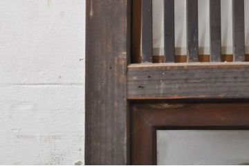 アンティーク建具　どこか懐かしい雰囲気の裏障子付き幅狭格子戸1枚(引き戸、障子戸、ガラス帯戸)(R-068283)