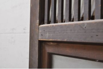 アンティーク建具　どこか懐かしい雰囲気の裏障子付き幅狭格子戸1枚(引き戸、障子戸、ガラス帯戸)(R-068283)