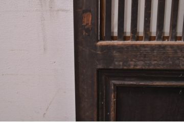 アンティーク建具　どこか懐かしい雰囲気の裏障子付き幅狭格子戸1枚(引き戸、障子戸、ガラス帯戸)(R-068283)