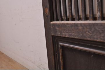 アンティーク建具　どこか懐かしい雰囲気の裏障子付き幅狭格子戸1枚(引き戸、障子戸、ガラス帯戸)(R-068283)