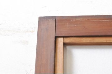 アンティーク建具　どこか懐かしい雰囲気の裏障子付き幅狭格子戸1枚(引き戸、障子戸、ガラス帯戸)(R-068283)