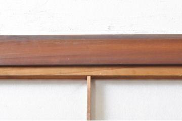 アンティーク建具　どこか懐かしい雰囲気の裏障子付き幅狭格子戸1枚(引き戸、障子戸、ガラス帯戸)(R-068283)