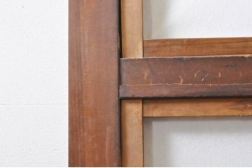 アンティーク建具　どこか懐かしい雰囲気の裏障子付き幅狭格子戸1枚(引き戸、障子戸、ガラス帯戸)(R-068283)