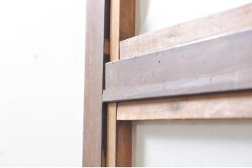 アンティーク建具　どこか懐かしい雰囲気の裏障子付き幅狭格子戸1枚(引き戸、障子戸、ガラス帯戸)(R-068283)