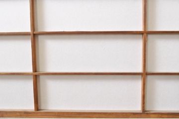 アンティーク建具　どこか懐かしい雰囲気の裏障子付き幅狭格子戸1枚(引き戸、障子戸、ガラス帯戸)(R-068283)