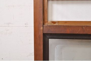 アンティーク建具　どこか懐かしい雰囲気の裏障子付き幅狭格子戸1枚(引き戸、障子戸、ガラス帯戸)(R-068283)