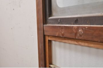 アンティーク建具　どこか懐かしい雰囲気の裏障子付き幅狭格子戸1枚(引き戸、障子戸、ガラス帯戸)(R-068283)