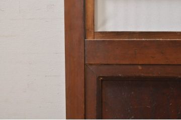 アンティーク建具　どこか懐かしい雰囲気の裏障子付き幅狭格子戸1枚(引き戸、障子戸、ガラス帯戸)(R-068283)