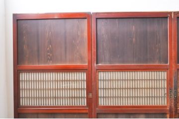アンティーク建具　上質な和の雰囲気を醸し出す障子帯戸4枚セット(引き戸、障子戸、ガラス帯戸)(R-068284)