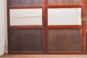 アンティーク建具　上質な和の雰囲気を醸し出す障子帯戸4枚セット(引き戸、障子戸、ガラス帯戸)(R-068284)
