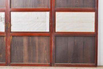 アンティーク建具　上質な和の雰囲気を醸し出す障子帯戸4枚セット(引き戸、障子戸、ガラス帯戸)(R-068284)