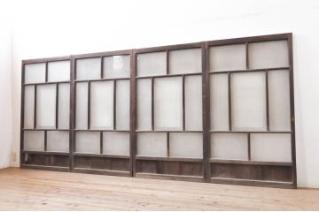 アンティーク建具　大正ロマン　ノスタルジックな空間を演出するガラス窓4枚セット(引き戸、ガラス戸)(R-068286)