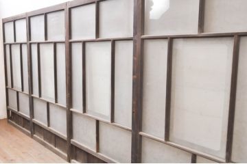 アンティーク建具　大正ロマン　ノスタルジックな空間を演出するガラス窓4枚セット(引き戸、ガラス戸)(R-068286)