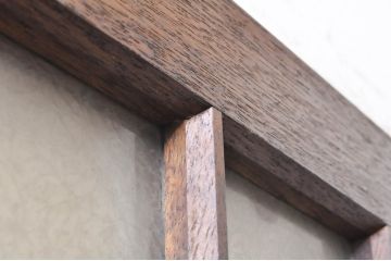 アンティーク建具　どこか懐かしい雰囲気を醸し出す升目(マス目)格子ガラス戸2枚セット(きつね格子、狐格子、引き戸、格子戸)(R-068287)