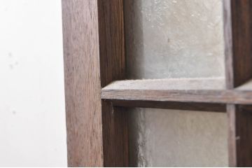 アンティーク建具　どこか懐かしい雰囲気を醸し出す升目(マス目)格子ガラス戸2枚セット(きつね格子、狐格子、引き戸、格子戸)(R-068287)