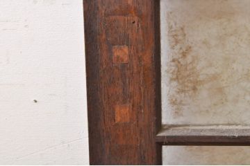 アンティーク建具　どこか懐かしい雰囲気を醸し出す升目(マス目)格子ガラス戸2枚セット(きつね格子、狐格子、引き戸、格子戸)(R-068287)