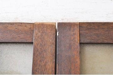 アンティーク建具　どこか懐かしい雰囲気を醸し出す升目(マス目)格子ガラス戸2枚セット(きつね格子、狐格子、引き戸、格子戸)(R-068287)