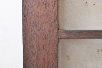 アンティーク建具　どこか懐かしい雰囲気を醸し出す升目(マス目)格子ガラス戸2枚セット(きつね格子、狐格子、引き戸、格子戸)(R-068287)