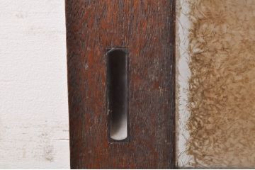 アンティーク建具　どこか懐かしい雰囲気を醸し出す升目(マス目)格子ガラス戸2枚セット(きつね格子、狐格子、引き戸、格子戸)(R-068287)