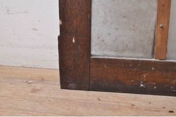 アンティーク建具　どこか懐かしい雰囲気を醸し出す升目(マス目)格子ガラス戸2枚セット(きつね格子、狐格子、引き戸、格子戸)(R-068287)