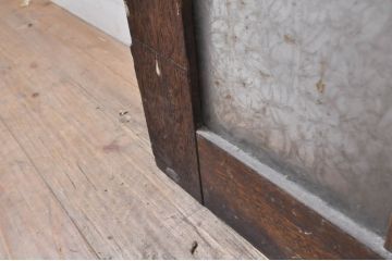 アンティーク建具　どこか懐かしい雰囲気を醸し出す升目(マス目)格子ガラス戸2枚セット(きつね格子、狐格子、引き戸、格子戸)(R-068287)