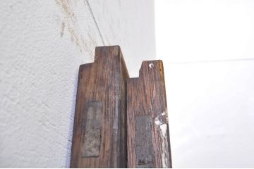 アンティーク建具　どこか懐かしい雰囲気を醸し出す升目(マス目)格子ガラス戸2枚セット(きつね格子、狐格子、引き戸、格子戸)(R-068287)