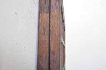 アンティーク建具　どこか懐かしい雰囲気を醸し出す升目(マス目)格子ガラス戸2枚セット(きつね格子、狐格子、引き戸、格子戸)(R-068287)
