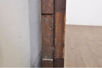 アンティーク建具　どこか懐かしい雰囲気を醸し出す升目(マス目)格子ガラス戸2枚セット(きつね格子、狐格子、引き戸、格子戸)(R-068287)