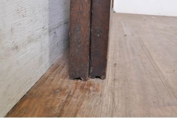 アンティーク建具　どこか懐かしい雰囲気を醸し出す升目(マス目)格子ガラス戸2枚セット(きつね格子、狐格子、引き戸、格子戸)(R-068287)