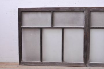 アンティーク建具　レトロな雰囲気漂うガラス窓2枚セット(引き戸、ガラス戸)(R-068288)