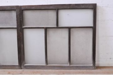 アンティーク建具　レトロな雰囲気漂うガラス窓2枚セット(引き戸、ガラス戸)(R-068288)
