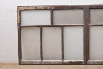アンティーク建具　レトロな雰囲気漂うガラス窓2枚セット(引き戸、ガラス戸)(R-068288)