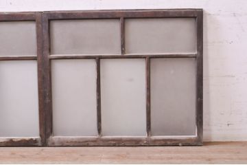 アンティーク建具　レトロな雰囲気漂うガラス窓2枚セット(引き戸、ガラス戸)(R-068288)