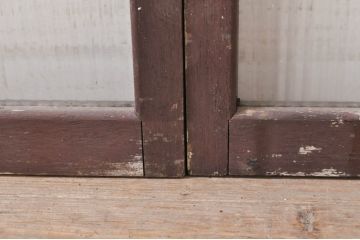 アンティーク建具　インテリアに取り入れやすいシンプルデザインのモールガラス窓2枚セット(引き戸、ガラス戸)(R-068289)