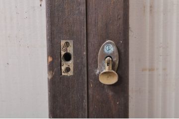 アンティーク建具　インテリアに取り入れやすいシンプルデザインのモールガラス窓2枚セット(引き戸、ガラス戸)(R-068289)