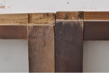 アンティーク建具　経年を感じさせる古い木味が魅力のガラス窓3枚セット(引き戸、ガラス戸)(R-068293)