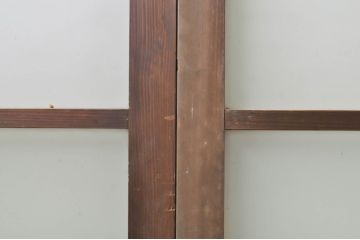 アンティーク建具　経年を感じさせる古い木味が魅力のガラス窓3枚セット(引き戸、ガラス戸)(R-068293)