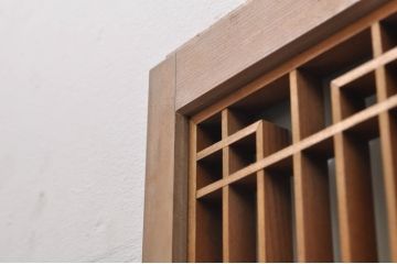 アンティーク建具　片面ガラス　上品な透かし彫り入りの書院戸4枚セット(引き戸、ガラス戸、窓)(R-068294)