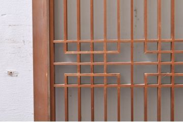 アンティーク建具　片面ガラス　上品な透かし彫り入りの書院戸4枚セット(引き戸、ガラス戸、窓)(R-068294)