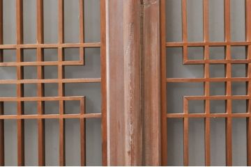 アンティーク建具　片面ガラス　上品な透かし彫り入りの書院戸4枚セット(引き戸、ガラス戸、窓)(R-068294)