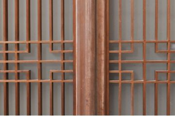 アンティーク建具　片面ガラス　上品な透かし彫り入りの書院戸4枚セット(引き戸、ガラス戸、窓)(R-068294)
