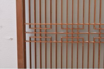 アンティーク建具　片面ガラス　上品な透かし彫り入りの書院戸4枚セット(引き戸、ガラス戸、窓)(R-068294)