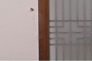 アンティーク建具　片面ガラス　上品な透かし彫り入りの書院戸4枚セット(引き戸、ガラス戸、窓)(R-068294)