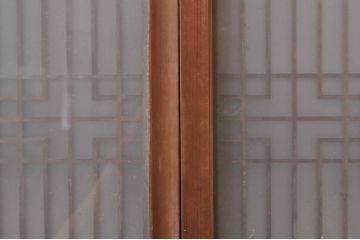 アンティーク建具　片面ガラス　上品な透かし彫り入りの書院戸4枚セット(引き戸、ガラス戸、窓)(R-068294)