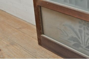 アンティーク建具　片面ガラス　上品な透かし彫り入りの書院戸4枚セット(引き戸、ガラス戸、窓)(R-068294)