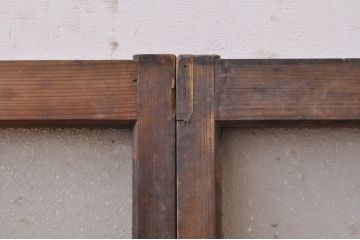 アンティーク建具　レトロな雰囲気を醸し出す小さなガラス窓2枚セット(引き戸、ガラス戸)(R-068296)