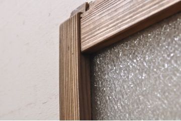 アンティーク建具　レトロな雰囲気を醸し出す小さなガラス窓2枚セット(引き戸、ガラス戸)(R-068296)